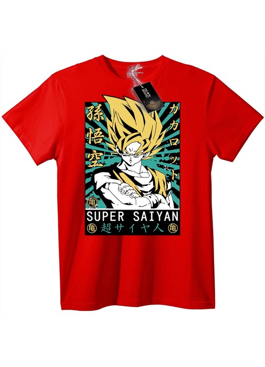 Super Saiyan Goku anime póló, Piros