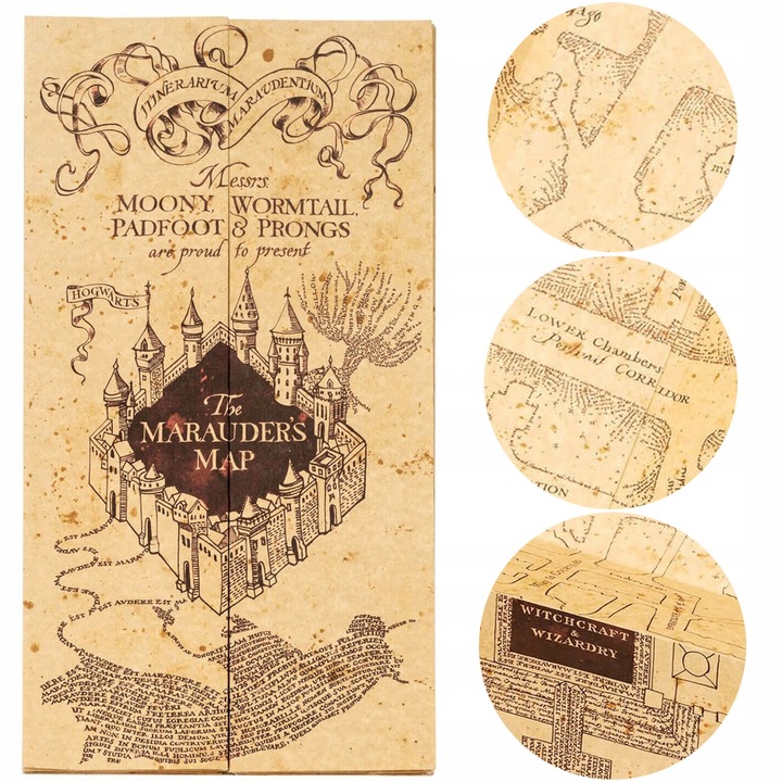 Хари Потър Карта на Huncwotow, плакат, пергамент, 174,5x39,5см, комплект