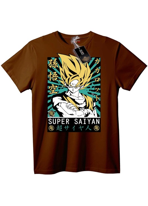 Super Saiyan Goku anime póló, Barna