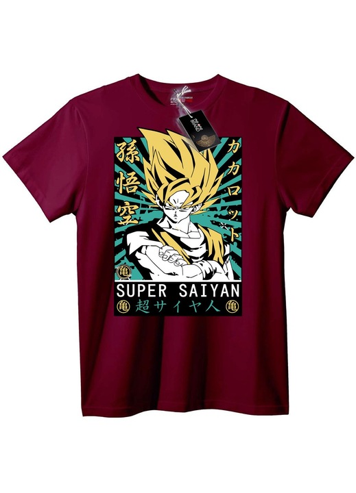 Super Saiyan Goku anime póló, Bordó
