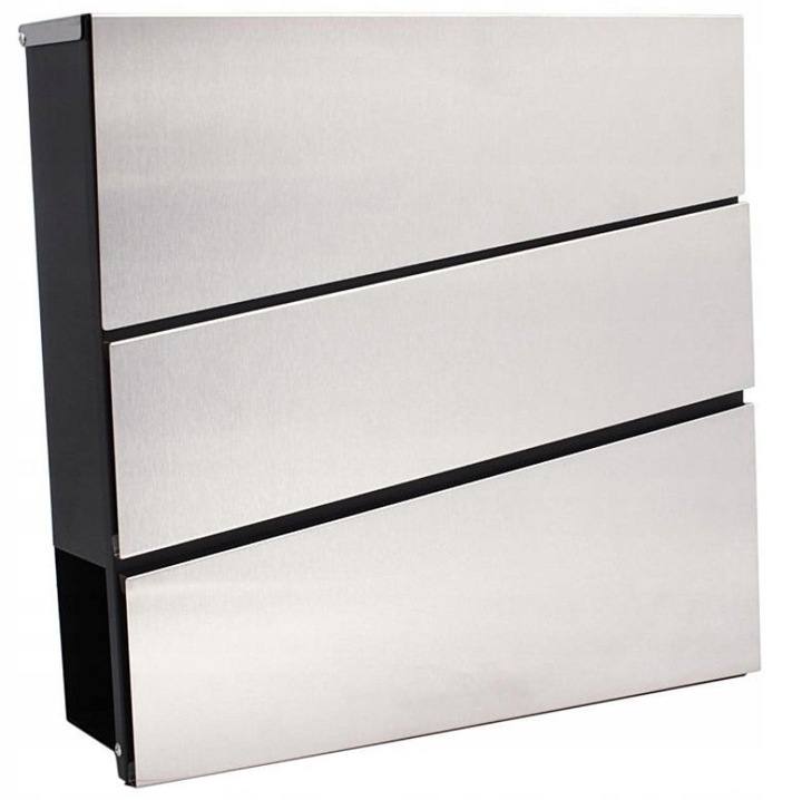 Skrzynka postala moderna din otel inoxidabil cu tub pentru ziare, 37x37x10cm, 2 chei incluse