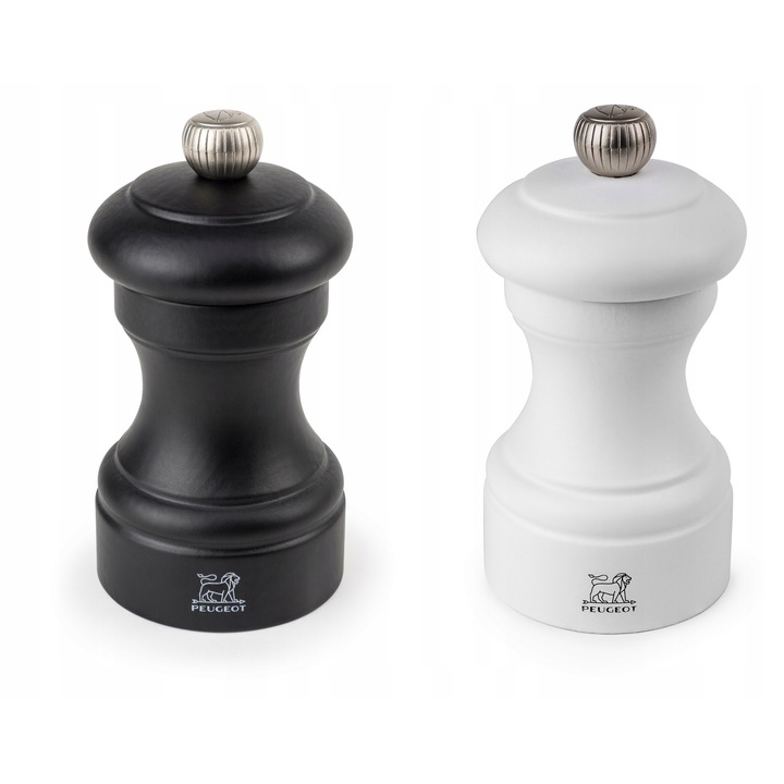Set mlynkow de sare si piper 10 cm, Peugeot, negru, lemn de fag