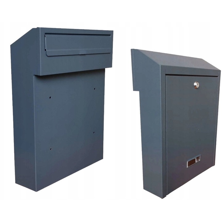 Cutie postala HuW, model dublu, antracit, 400x295x120mm, cu fereastra de verificare, cu incuietoare