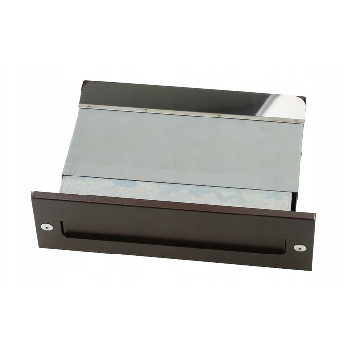 Cutie postala din otel galvanizat, HuW, rezistenta la intemperii, culoare brown, dimensiuni 80x275x400mm, set cu lacat si doua chei