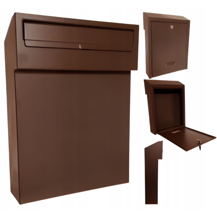 Cutie postala metalica, HuW, dubla fata, C4, 400x295x120mm, maro