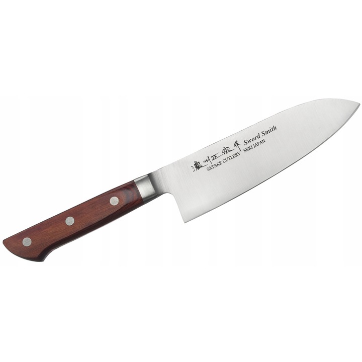 Cutit Santoku 17 cm Satake Kotori, otel molibden-vanadiu, maner Pakkawood, 30 cm