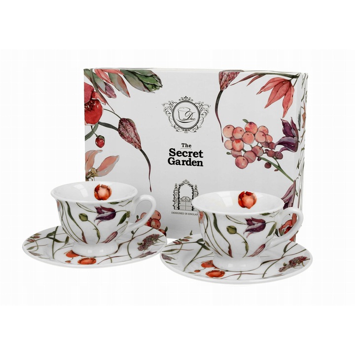 Set 2 Cani espresso Duo, Portelan alb, 100ml, 7,5x5,5cm