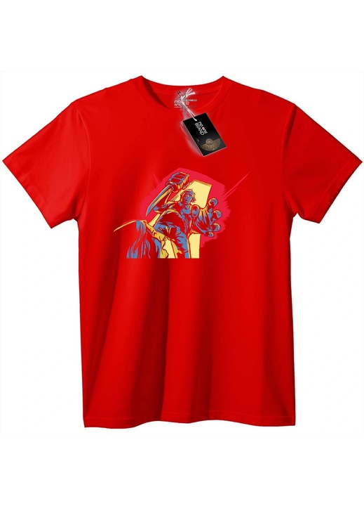 Munkás póló kalapáccsal, Piros