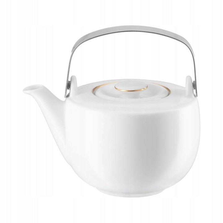 Villa Italia PLUS Gold porcelán teáskanna, 1,3 l, fehér, arany részletekkel, 15x12cm