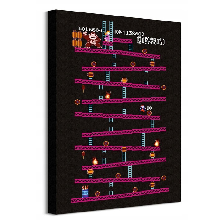 Картина Donkey Kong, 40x50 см, трайни цветове, рамка от борово дърво