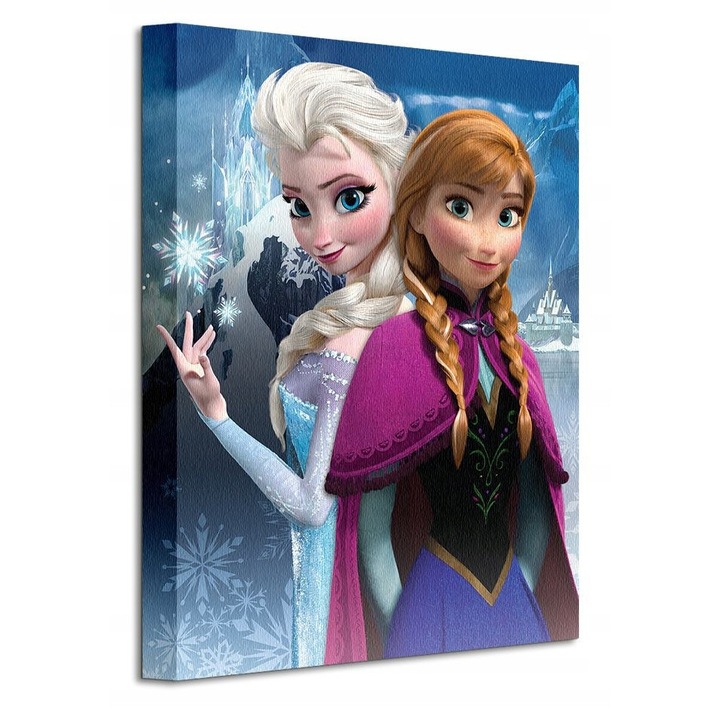 Картина Frozen Анна и Елза, Pyramid Posters, 30x40см, ярки цветове, рамка от борово дърво