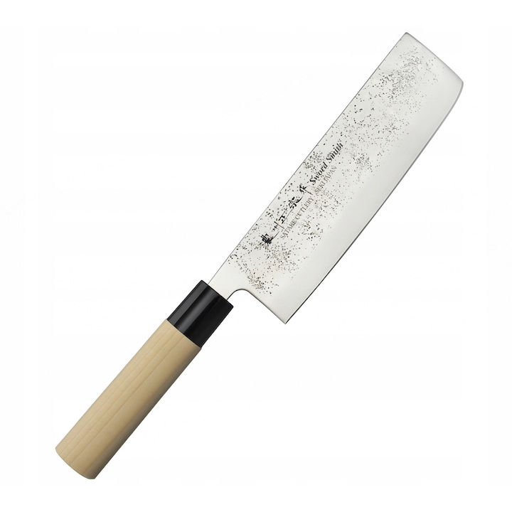 Cutit Nakiri 16 cm Satake Nashiji Natural, pentru taiere legume, otel 420J2, 31x5,1cm