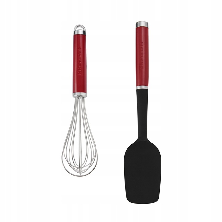 Set accesorii de bucatarie KitchenAid, spatula si tel, rosu, 15x6x34cm