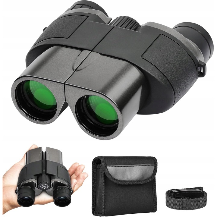 Lorneta turistica 10x25, neagra, cu adaptor pentru telefon, set complet