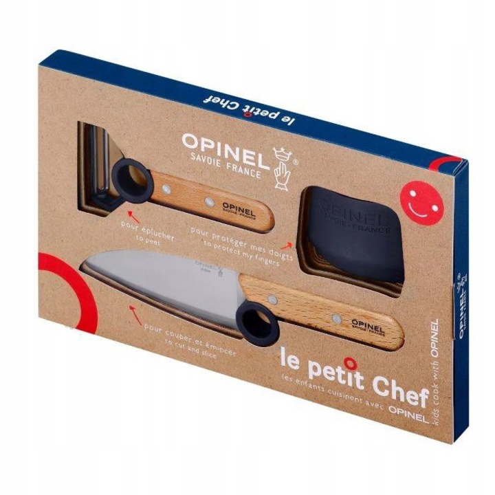 Set bucatarie copii Le Petit Chef, Opinel, albastru, cu cutit sigur si peeler