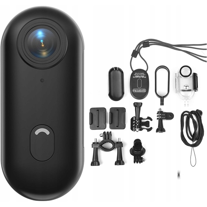 Camera sportiva 1080P, 120° unghi, rezistenta la apa pana la 30m, set complet cu accesorii si card TF 32GB