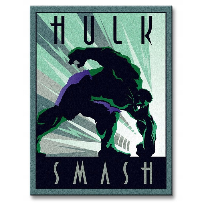Картина Marvel Hulk, 30x40 см, памук 300 гр/м2, рамка от борово дърво