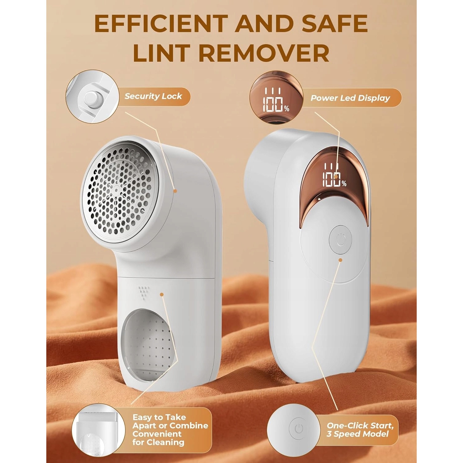 Aspirator GOLARKA DO UBRAN LED 3 viteze USB, alb