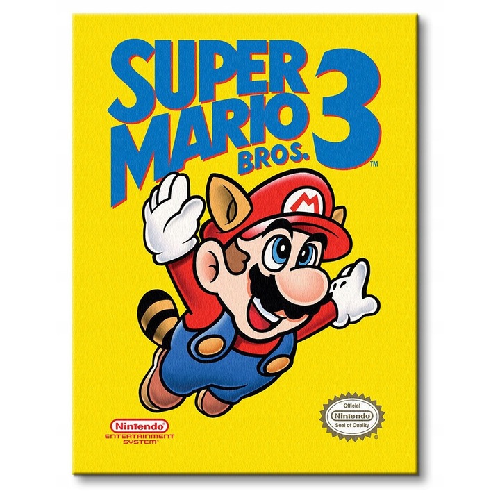 Картина Super Mario Bros. 3, 30x40 см, памук 300гр/м2, дигитален печат, рамка от борово дърво