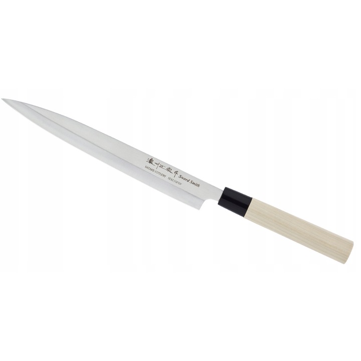 Cutit Sashimi Yanagiba pentru stangaci, Satake, 24 cm, otel 420J2, 38,5x3x2,5cm