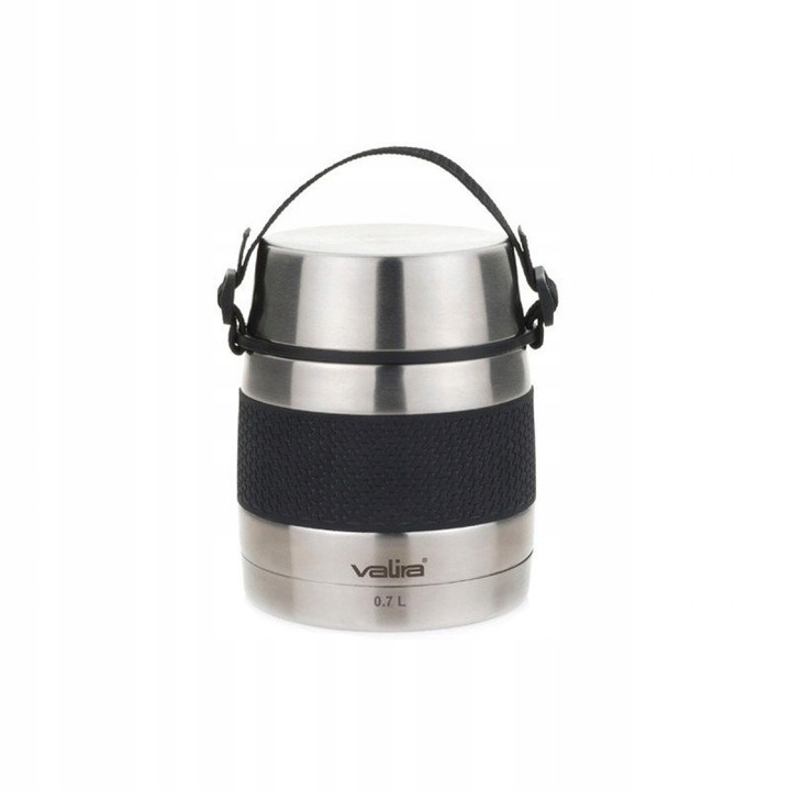 Termos pentru alimente Valira Inoxterm Food 0.7l, inox, 2 recipiente plastice, 0.3L si 0.5L, 6x9cm si 8x10cm