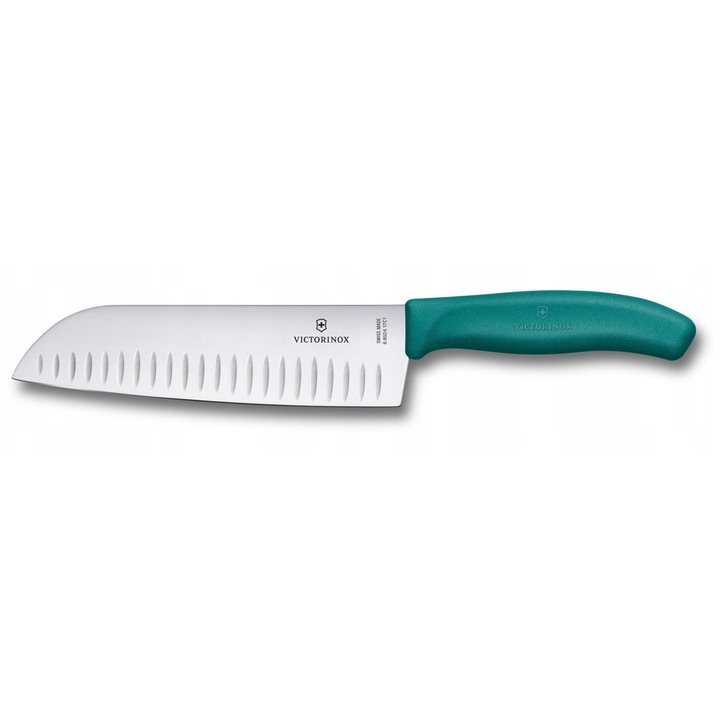 Cutit Santoku Victorinox Swiss Classic 17cm, maner PP, usor de curatat, culoare Espresso Black