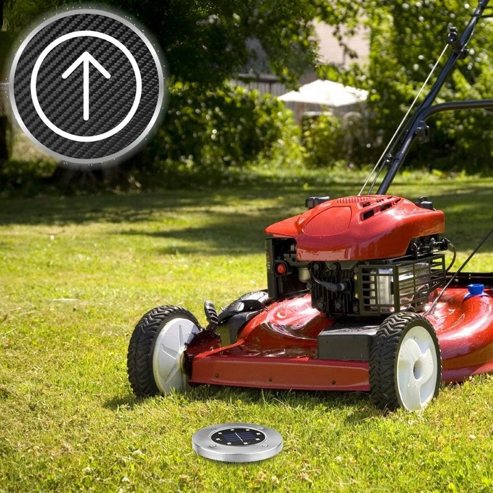 Set 16 lampi solare LED, disc, 8 LED, IP65, argintie, 12,6x11,6cm