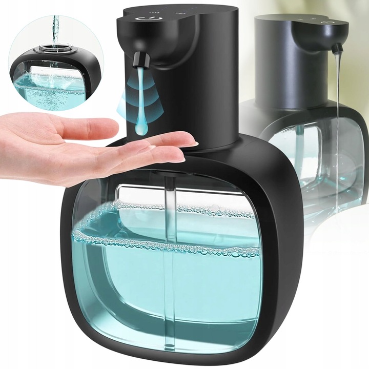 BEDEE szappanadagoló, 500ml, fekete, USB-C, 4 habszint, méretei 11,5x6x18cm