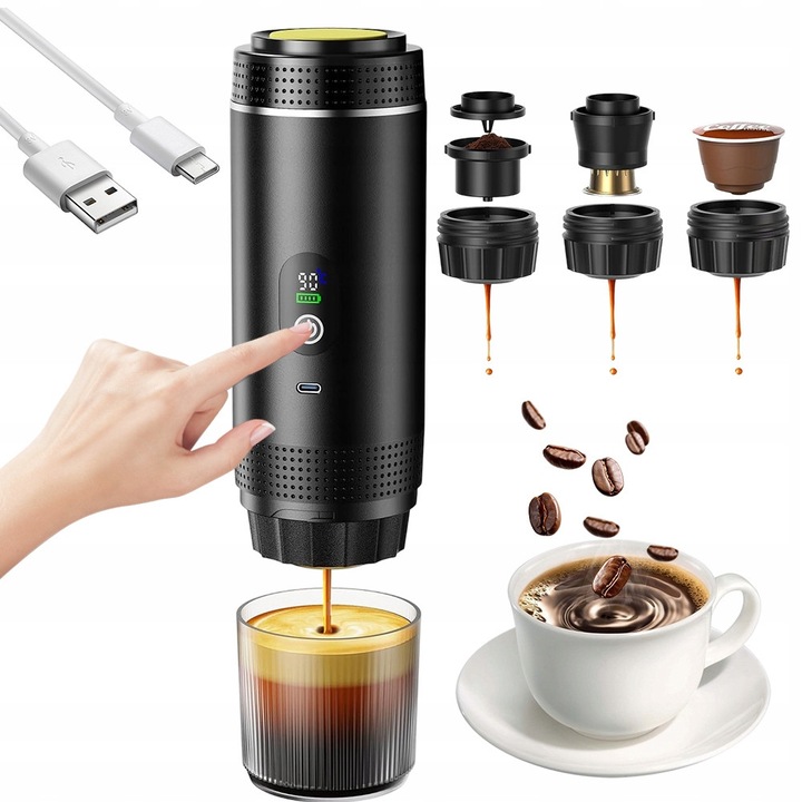 Espressor BEDEE 20BAR 7500MAH 3in1 pentru camping si masina