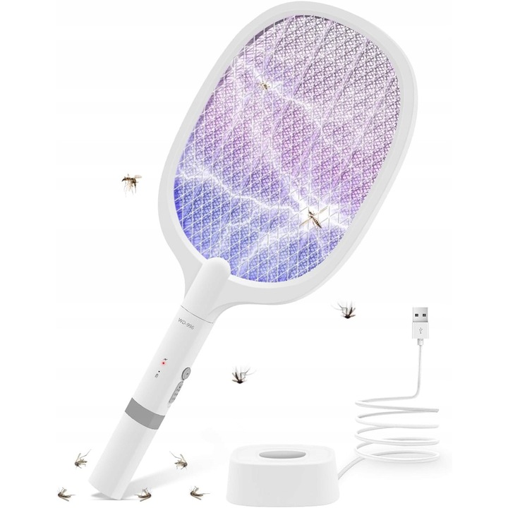 Pachet electric pentru insecte cu lampa UV, alb, 42x22x3cm