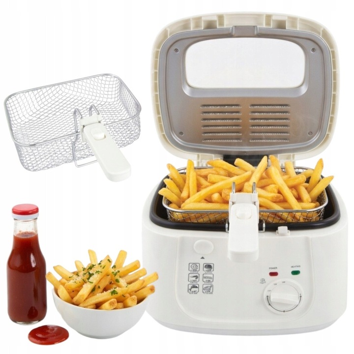 Friteuza traditionala 2,5L, 1800W, alb, cu reglator de temperatura