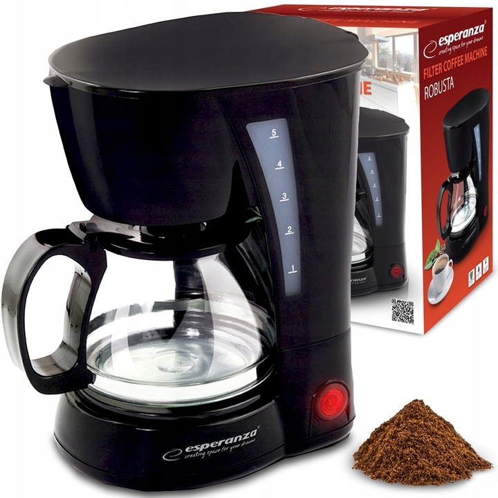 Cafetiere Esperanza 0.6L, automata, neagra, cu functie de oprire automata