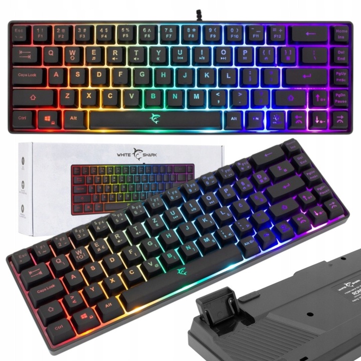 Tastatura gaming, White Shark, membrana, iluminata, 60%, cablat