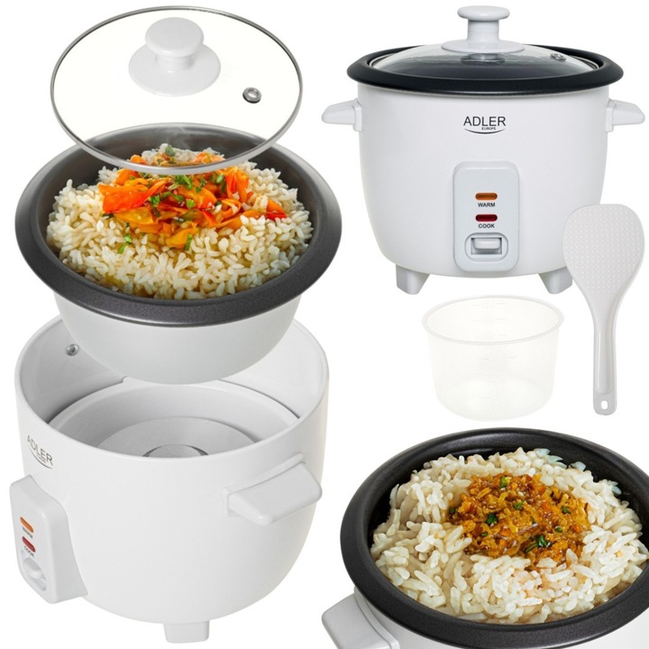 Oala electrica pentru gatit orez si legume Adler, 0,6L, 300W, alb