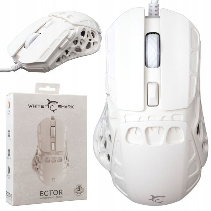 Mouse gaming White Shark, 12400 DPI, iluminare alba