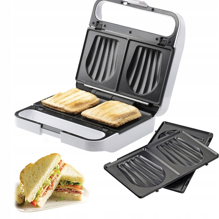 Opiekacz 2 in 1, Adler, alb, 850W, dimensiuni 22,5x23,0x9,5cm