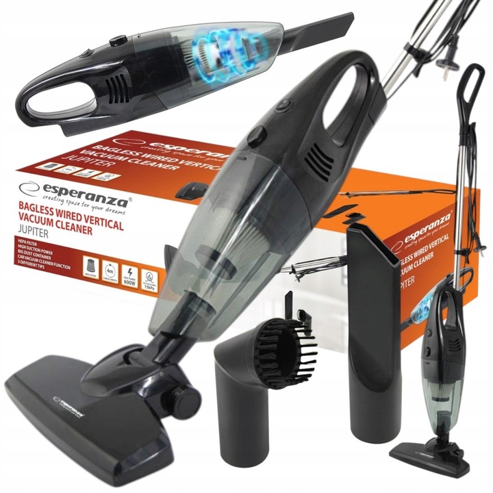 Aspirator vertical fara sac ESPERANZA 0,8L 15kPa, 3 duze, 600W