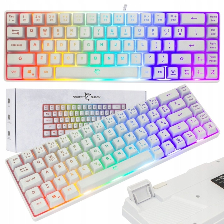 Tastatura gaming White Shark, 60%, iluminata, cablata