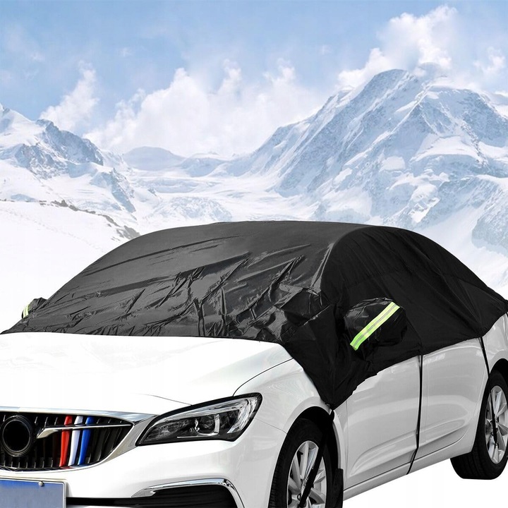 Husa auto, 340x160cm, protectie UV, impermeabila, neagra/verde, set pentru majoritatea masinilor personale