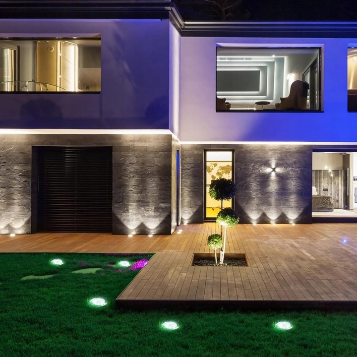 Set 12 lampi solare LED, wbise, 8 LED, IP65, argintie, 12,6x11,6cm