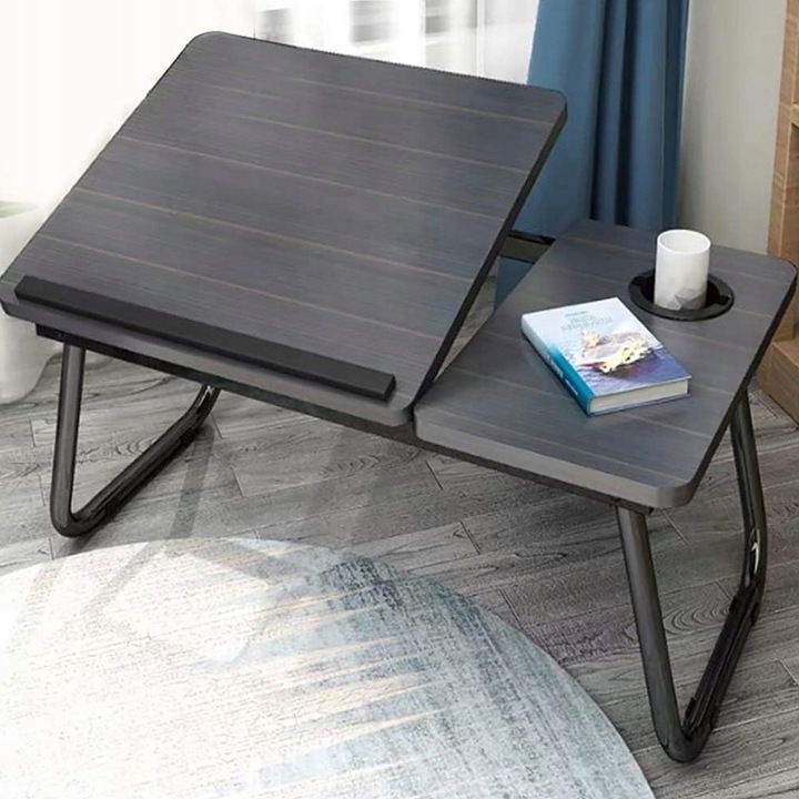 Mese pliabile, BEDEE, negru, 55x32x25cm, 5 unghiuri reglabile, utilizare versatila