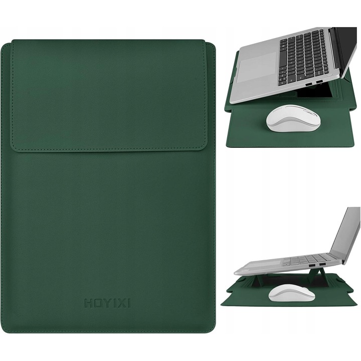 Laptoptok 15-16", állítható támasztékkal és egérpaddal, sötétzöld, 37,4x27,9x1,5cm