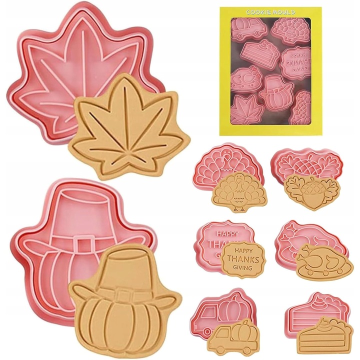 Set forme prajituri 8 bucati, tematica toamna, dovleac, frunze