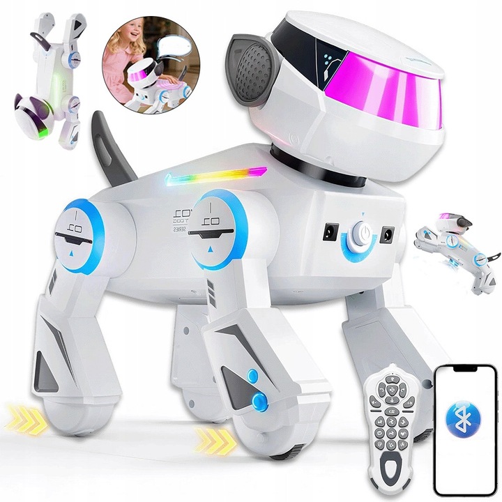 Robot de jucarie BEDEE cu telecomanda 10m, muzica prin Bluetooth, LED colorate
