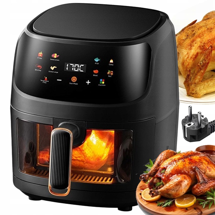 Friteuza BEDEE 8L, 2400W, ecran LED tactil, tehnologie de circulatie a aerului, usor de curatat