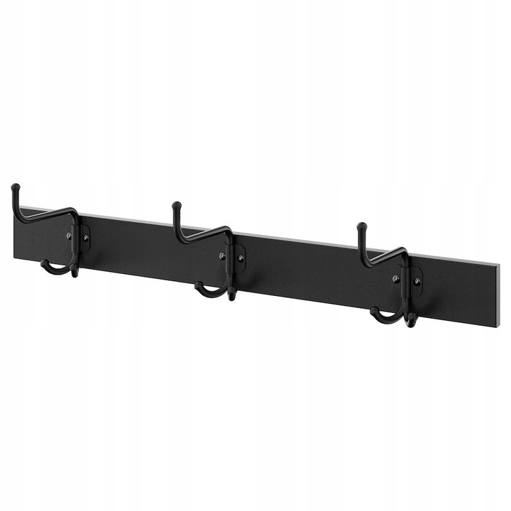Cuiere set 1x, IKEA, LANDKRABBA, 5 carlige, alb cu carlige negre, 50x8x13cm