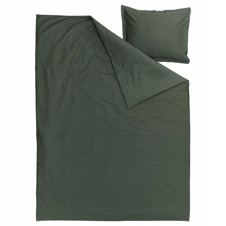 Set lenjerii de pat, IKEA, LUKTVICKER, ciemnozielony, 150x200/50x60 cm