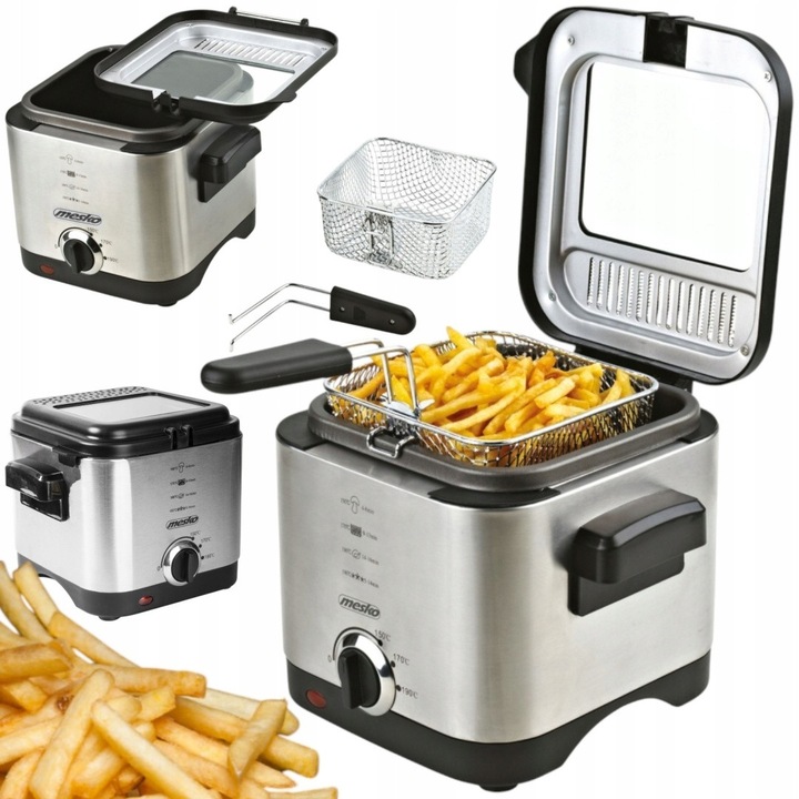 Friteuza Mesko, traditionala, 1.5L, 900W, argintie