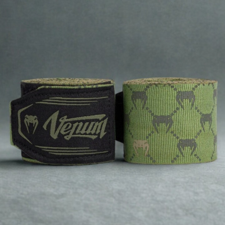 Owijka bokserska Venum Monogram, 4m, elastica, negru-alb, set de 2 bucati