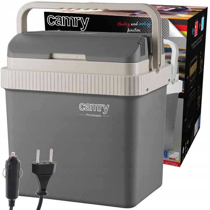 Camry hordozható autós hűtőszekrény 21L, hűtés és fűtés, 12V/230V, méretek 40x30x42,5cm